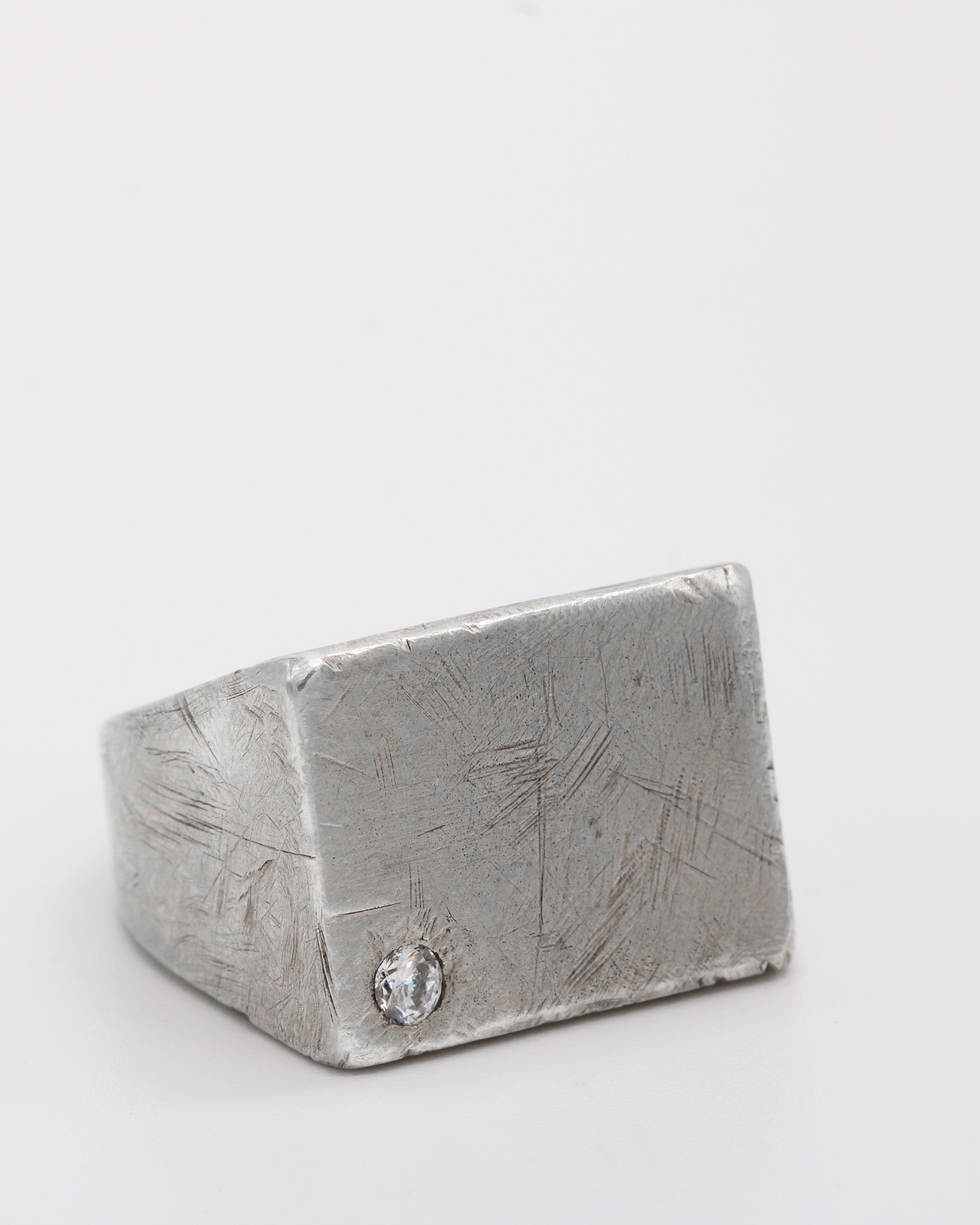 File 05 — Handmade Recycled Silver Ring with White CZ | 1994 Jewelry